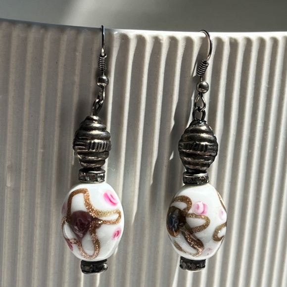 Artisnal glass bead earrings, Murano glass. - Picture 6 of 11